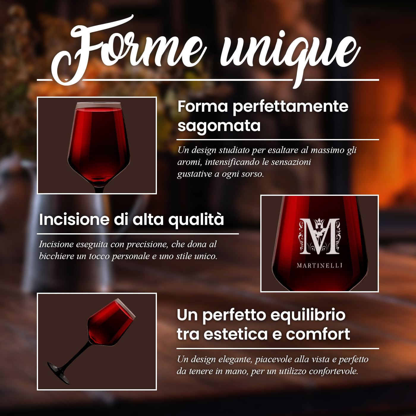 Maverton 2 Calici da vino Rubino - incisione personalizzata - 300 ml - con gambo nero - pensiero speciale per nozze - adatti per vino secco e dolce - unici per coppia - regalo di Natale - art decò