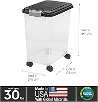 Vista 4 de IRIS USA Contenedor hermético de almacenamiento de alimentos para perros, hasta 30 libras, con ruedas, para almacenamiento de alimentos para perros