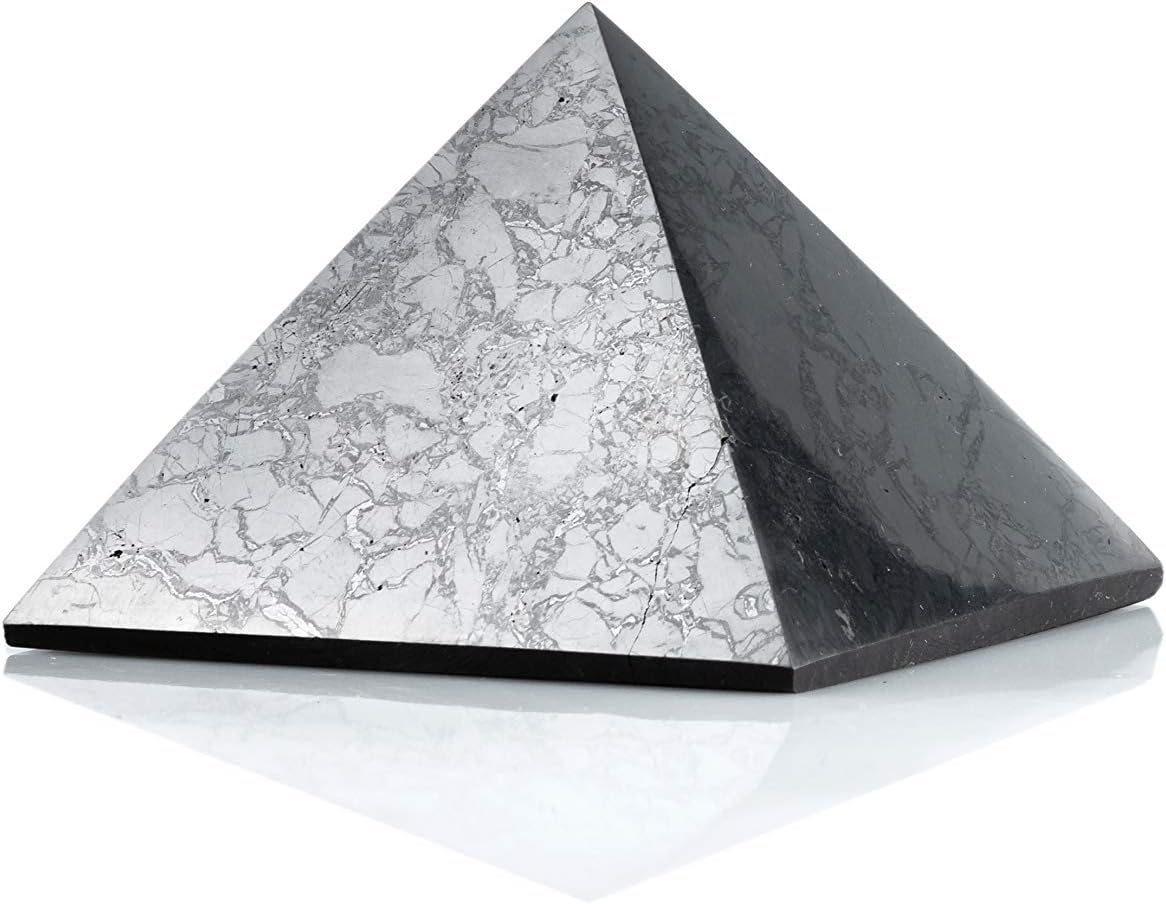 KASHU - Polished Shungite Pyramid |Gem and Healing Shungite Stones from Karelia - Authentic Shungite Jewelry - 4 inches