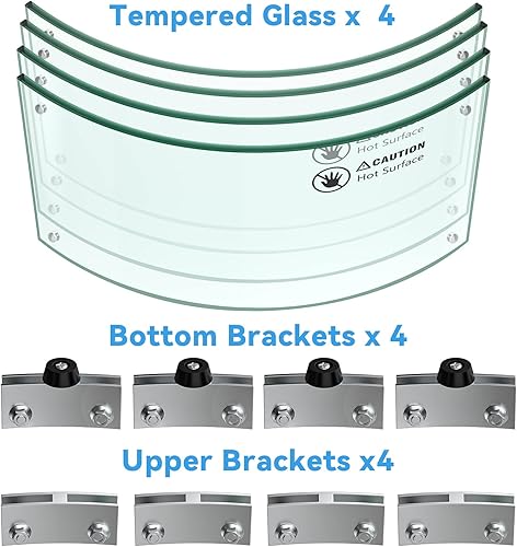 Miniatura 7 de Skyflame Protector de viento redondo de vidrio para hoguera de 17 pulgadas, protector de llama de vidrio templado transparente para propano al aire