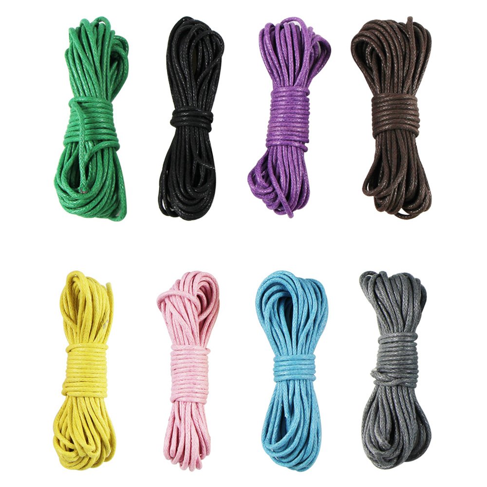 EDGEAM 8 stuks kleurrijke wasband, katoenen koord, gewaxt voor halsband, halsketting, doe-het-zelf sieraden maken (2 mm, gemengde kleur