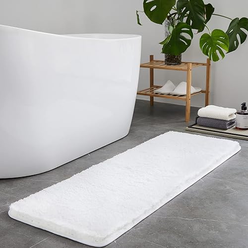 Miniatura 8 de TECHMILLY Juego de 2 alfombras de baño súper suaves y peludas, absorbentes, gruesas, antideslizantes, de secado rápido, lavables a máquina, para el