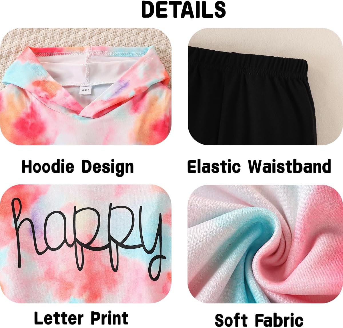 Kid Toddler Girl Clothes Tie Dye Hoodie Sweatshirt Little Girls Fall Pullover Hooded Pant Outfits Set