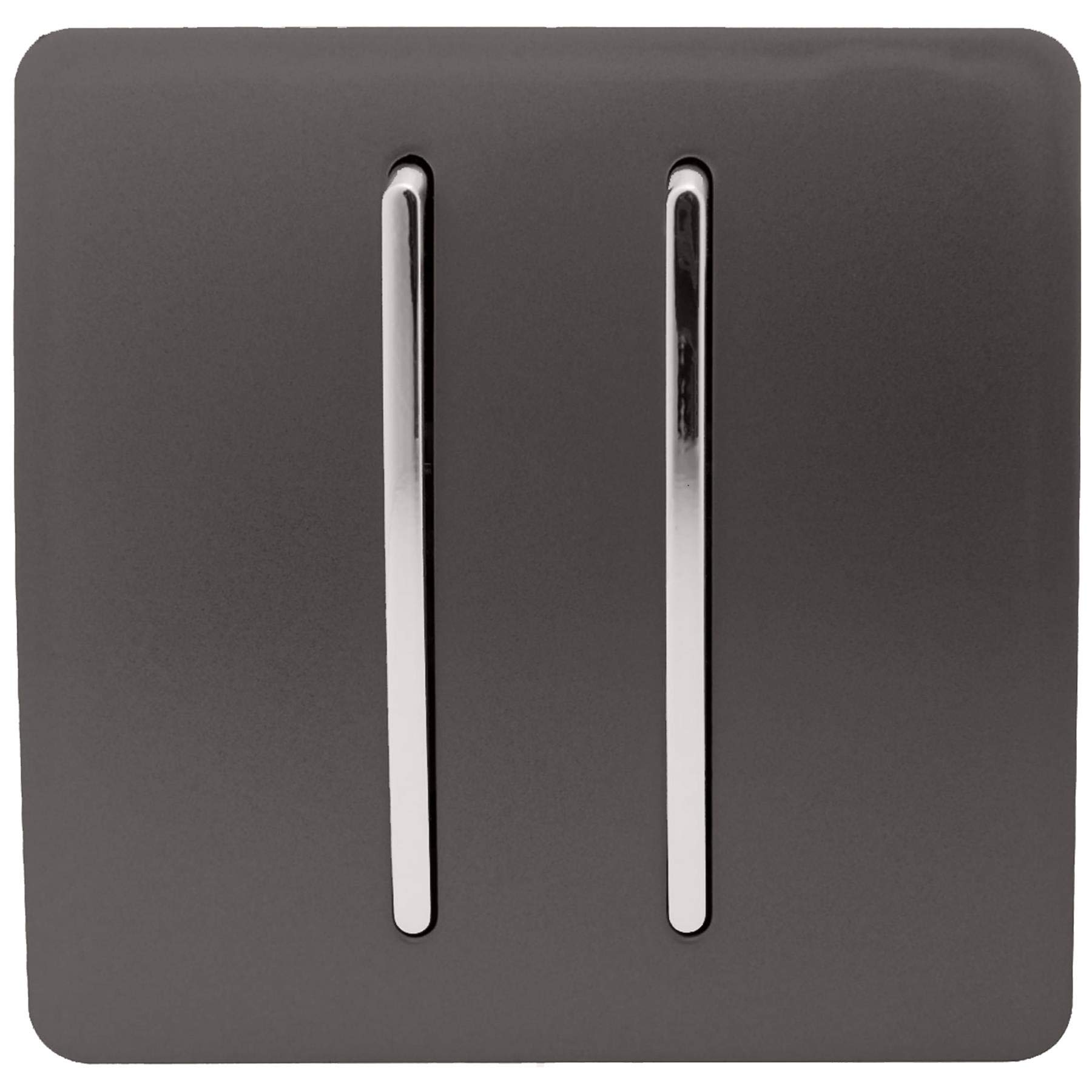 Trendi Switch Dark Brown Trendi 2 Gang 2 Way 240V Screwless Raised Front Plate Plastic Artistic Modern Glossy 10 Amp Chrome Rocker Single Electrical Wall Light Switch Dark Mocha Brown - Art-Ss4db