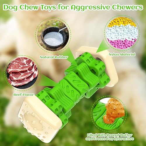 Miniatura 10 de Juguetes para perros para masticadores agresivos, juguete masticable indestructible y resistente 3 en 1, juguetes interactivos para perros, juguetes