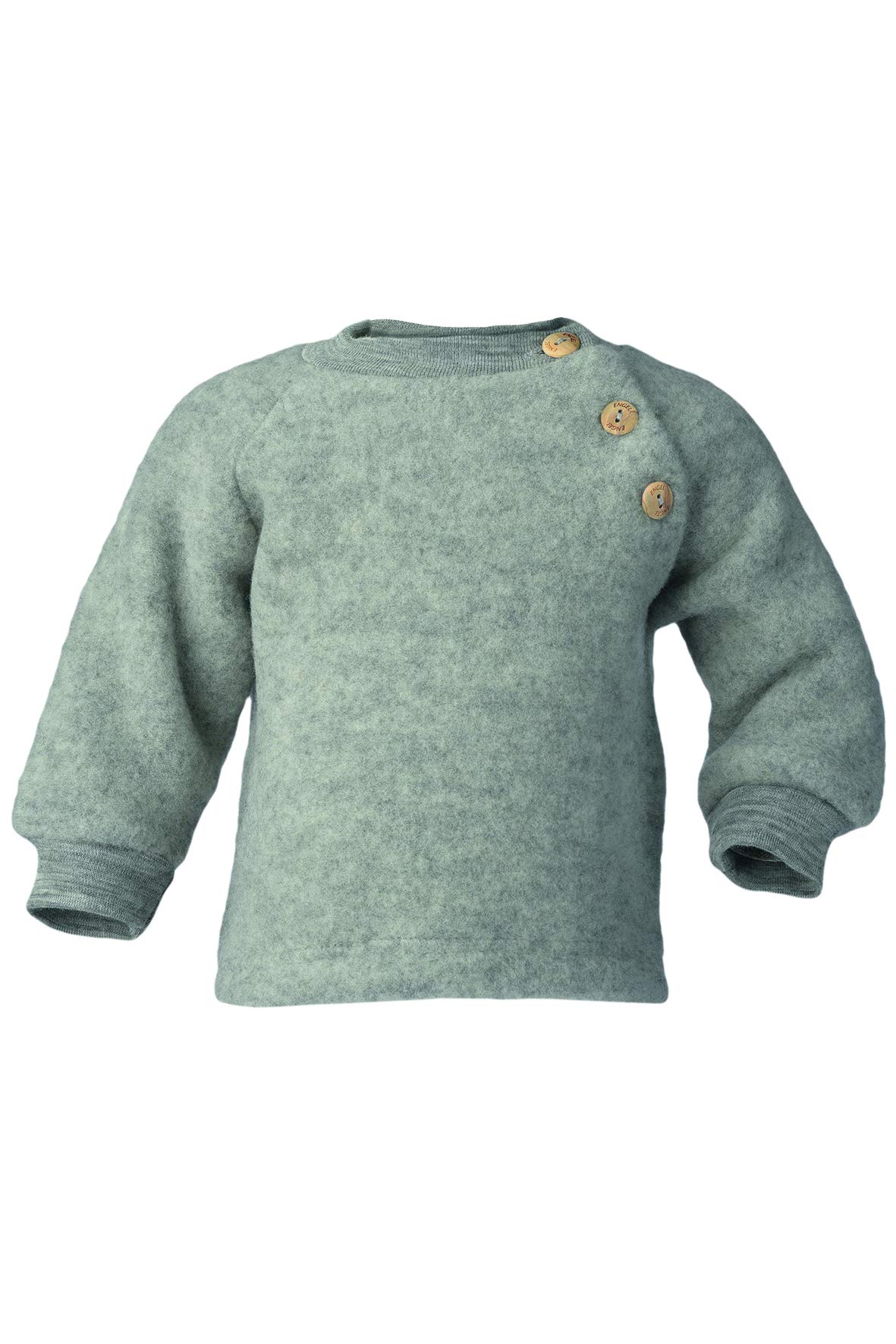 Engel Baby-Pulli, Farbe: Hellgrau melange - 62/68 Wollfleece 100% Schurwolle