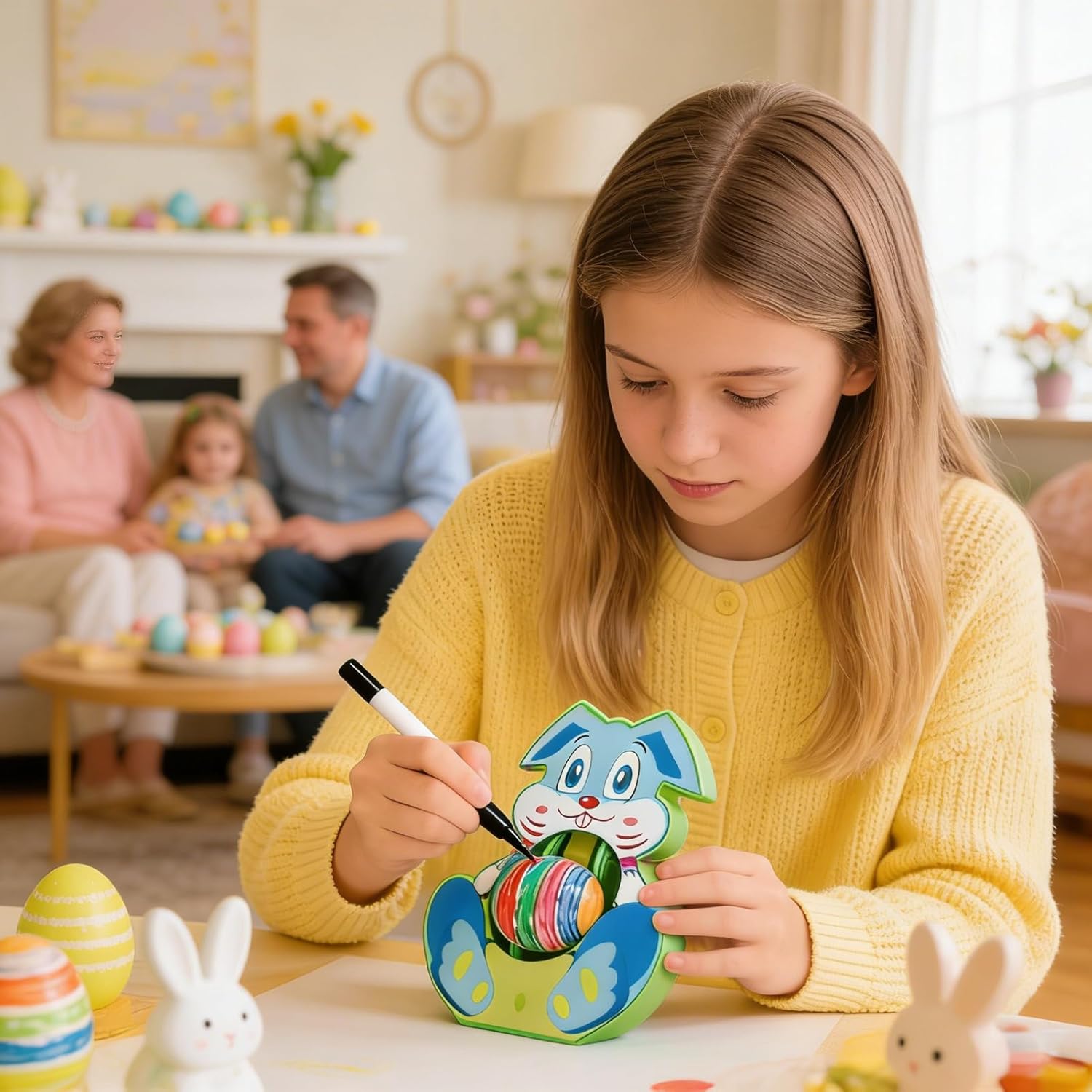 Rotating Easter Egg Painting Set, DIY Egg Decorator with Eggs and Colours - Easy Twist Crafts for Children, Interactive Family Fun - Easter Holiday Activity for Children from 3 Years (Supervision)