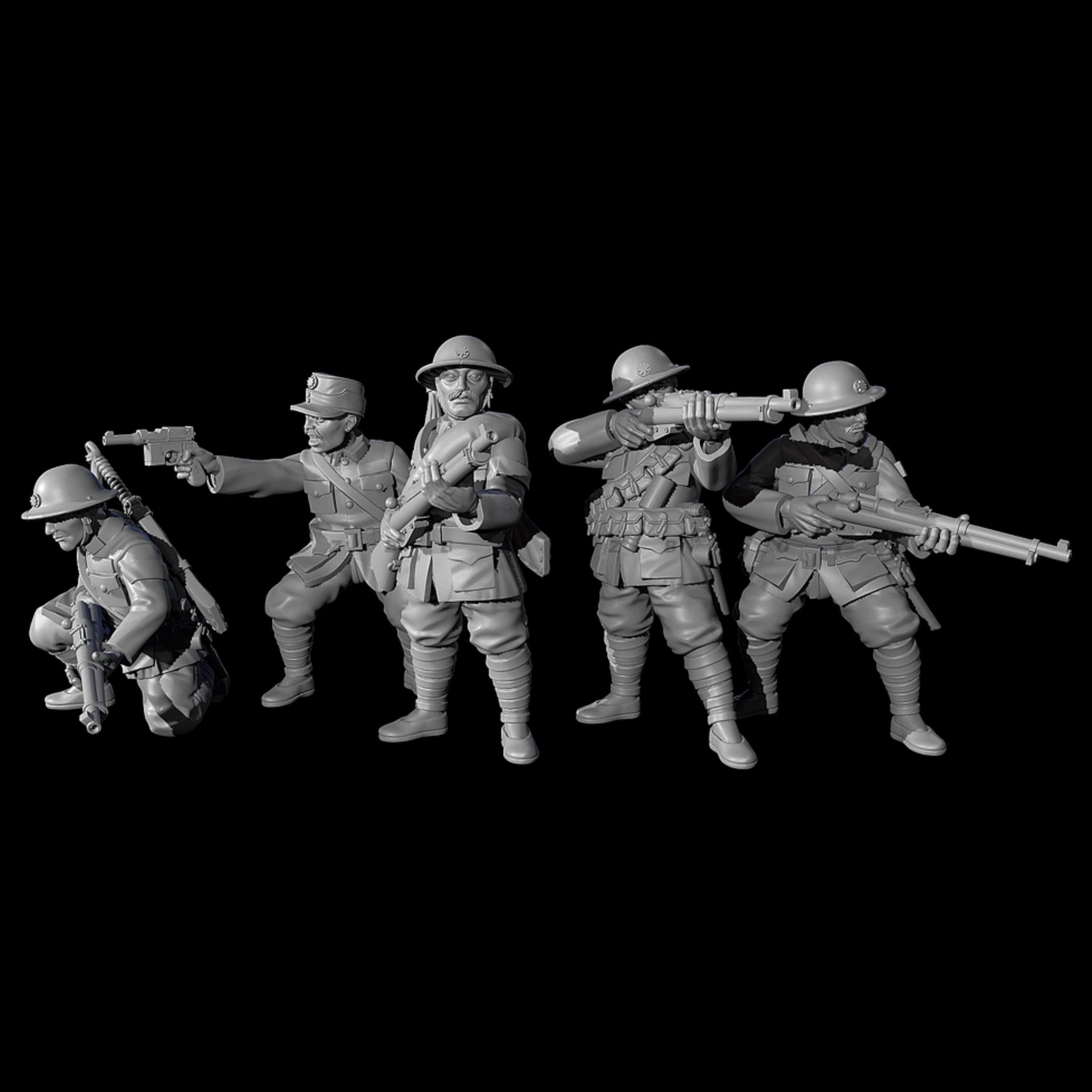 1/35 Kit de Modelo de Soldado en Resina, sin Pintar y sin Montar (5 Figuras) //l2b5J34