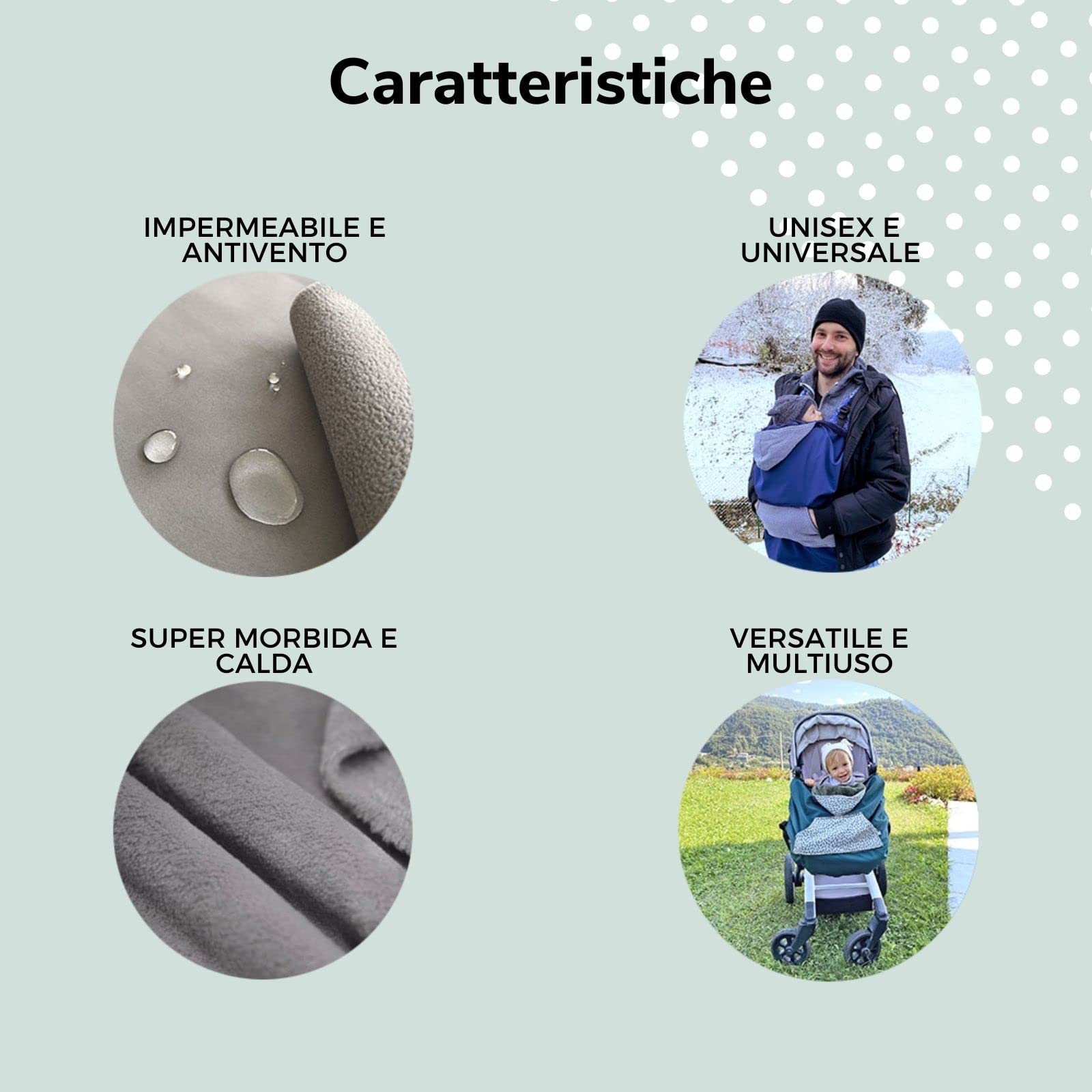 Cover babywearing autunno e inverno, cover per portare, copertura per marsupio impermeabile Baby monkey(Verde Willow)