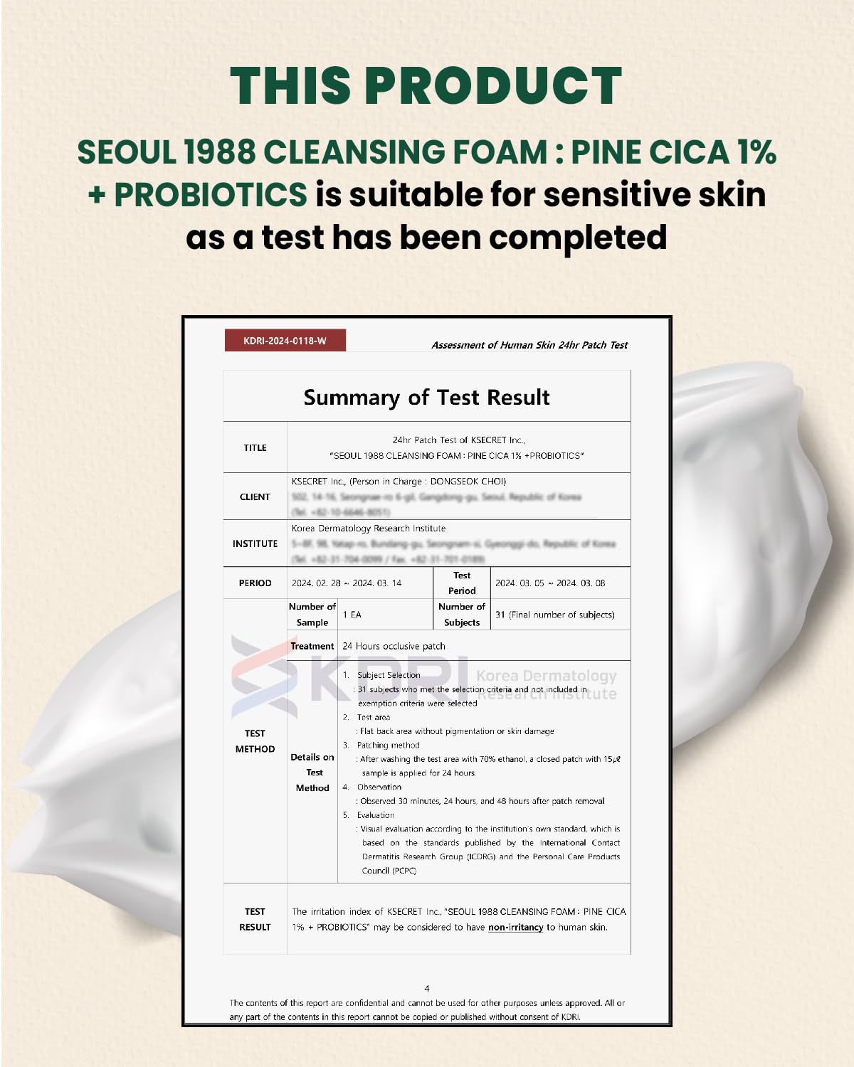 K-SECRET SEOUL 1988 Cica Cleansing Foam – Deep Pore Cleansing & Soothing Care | Daily Facial Cleanser for Sensitive Skin | Korean Skincare, 150ml / 5.07 fl oz - Image 6