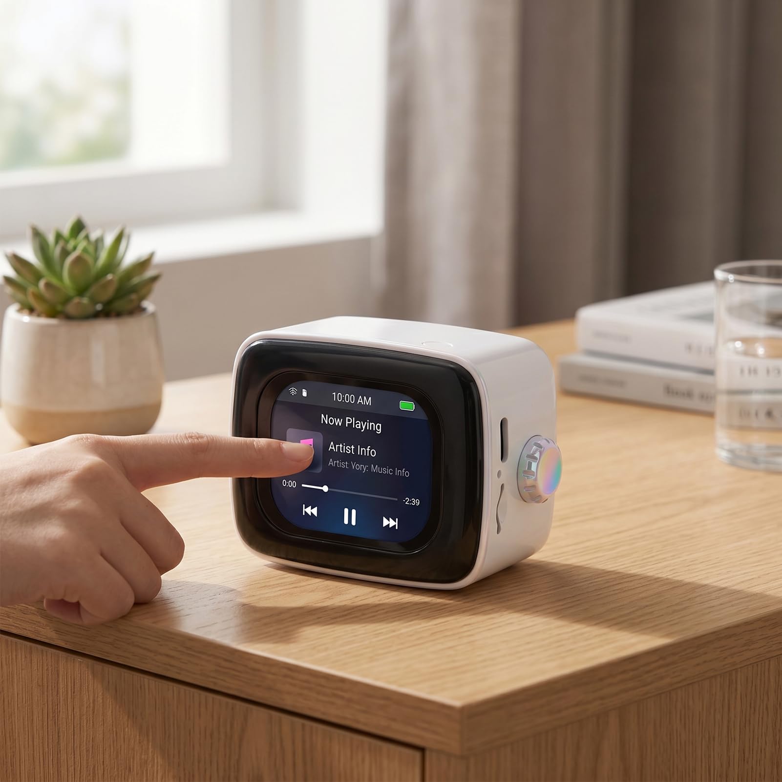 Bluetooth Lautsprecher Wecker mit Touchscreen und Echtzeit Wetter,