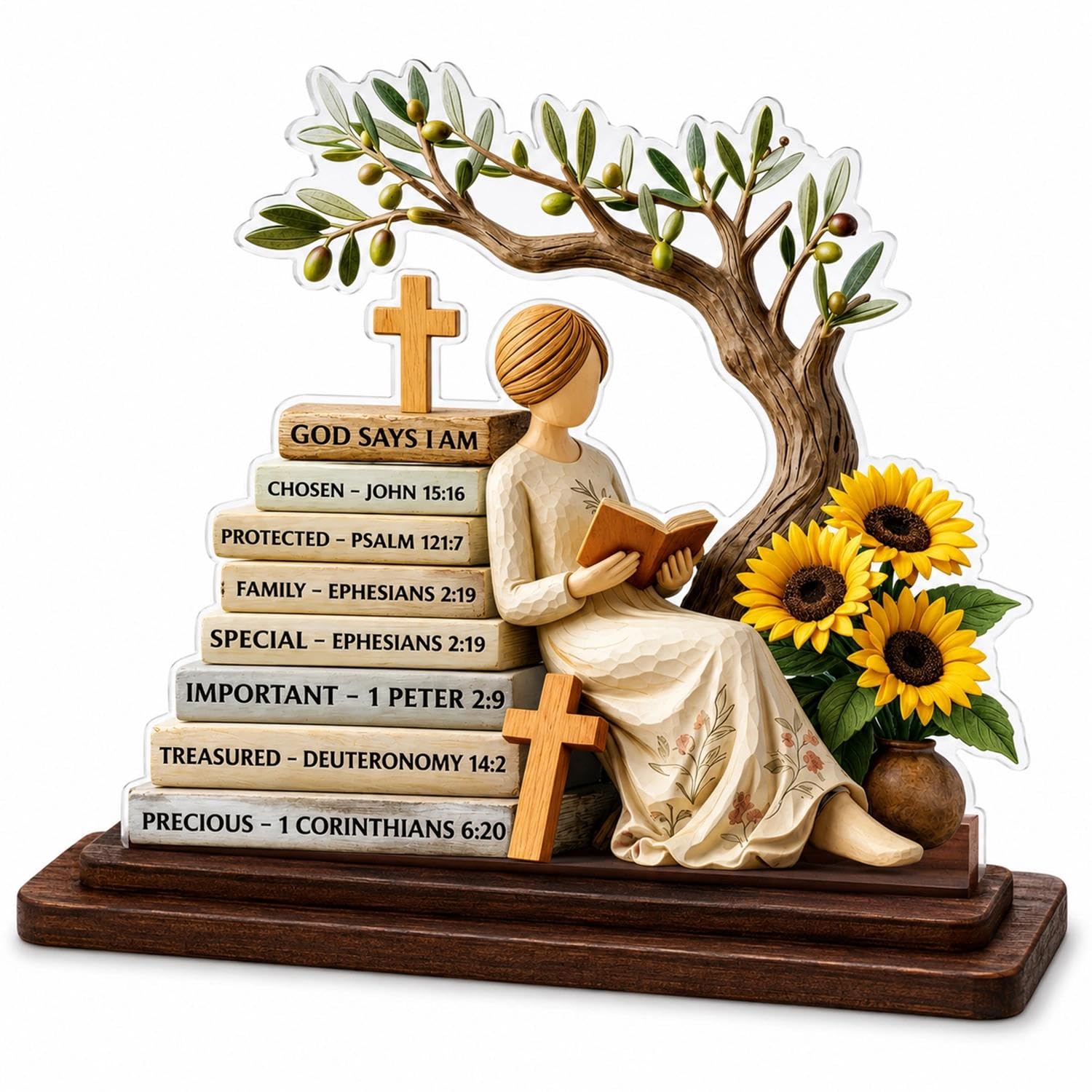 Bible Verse Desk Decor, Christian Gifts For Women, with God Says I Am Sign