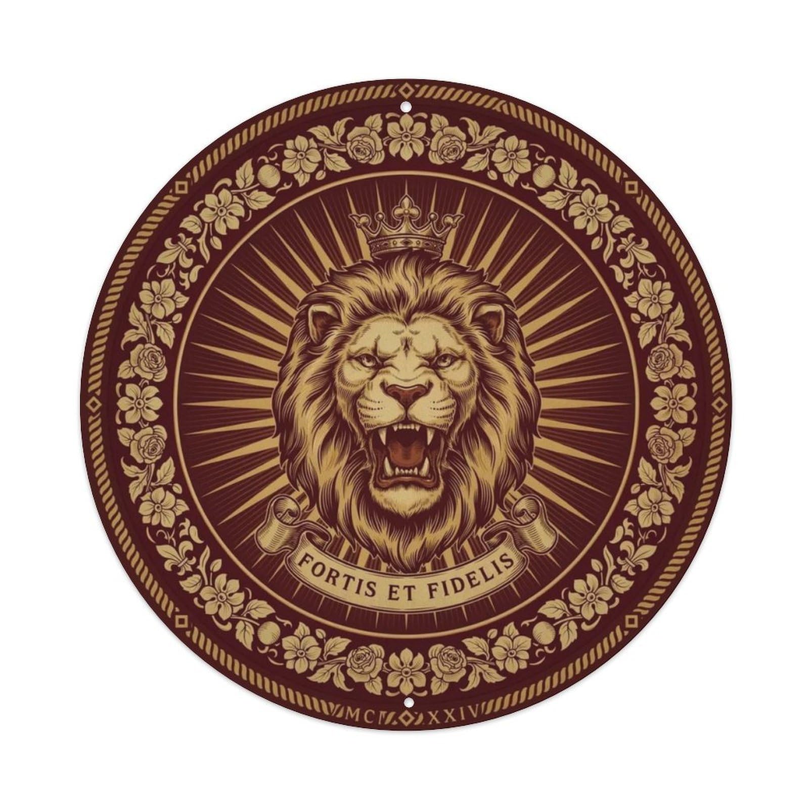 Vintage Lion Sun Metal Tin Sign Plaque