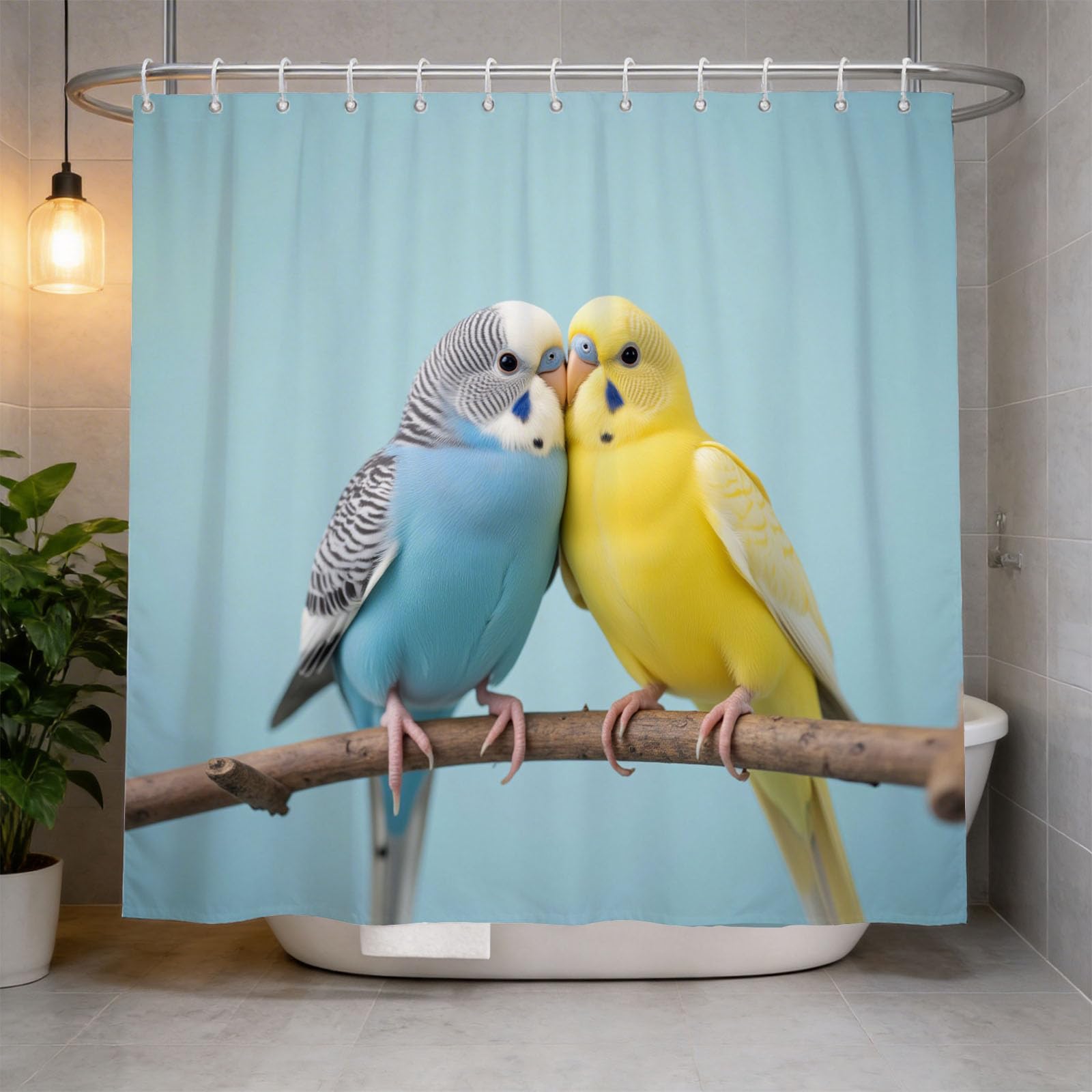 Hongduo 3D Parrots Shower Curtain for Stalls Bathtubs Simple Bathroom Decor Shower Curtain Set Polyester Fabric Waterproof 180x180cm/71X71 Inch with Hooks