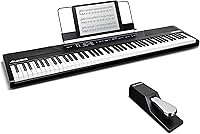Vista 16 de Alesis Recital - Teclado de piano digital de 88 teclas con teclas semi-pesadas, 2 altavoces de 20W, 5 voces, modo dividido, de capas y de lección
