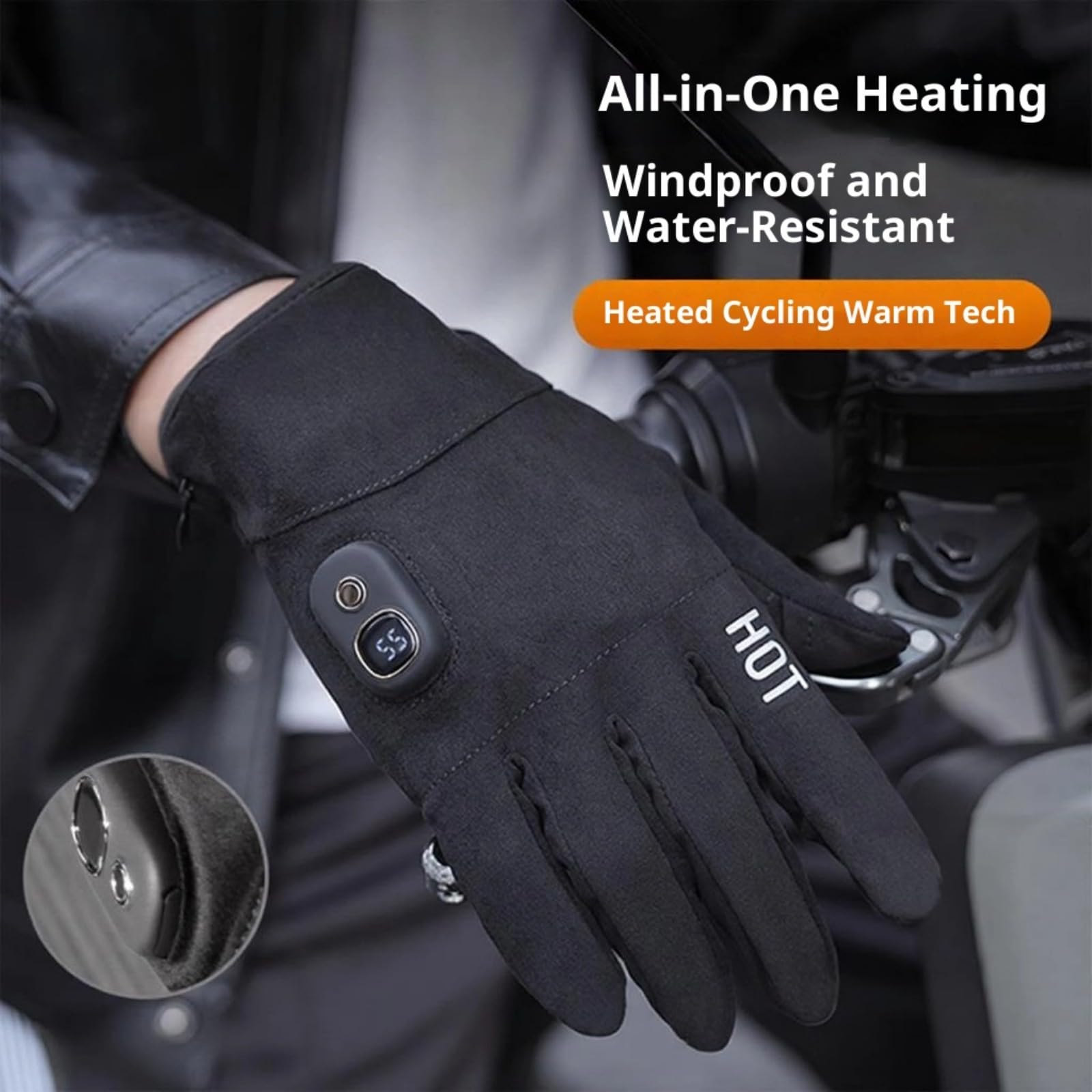 Xuancai Guantes térmicos eléctricos a prueba de frío, calefacción ajustable con forro, compatibles con pantallas táctiles de invierno