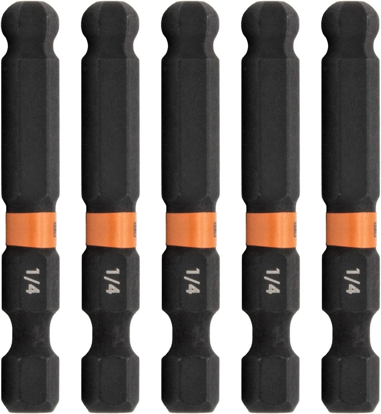 Ball-End Hex 1/4" Impact Driver Bit - Railer Allen Wrench Drill Hex Bits. Quick Release S2 Steel 2 inch 1/4" Ball-End Hex Bits. (5 Pack)