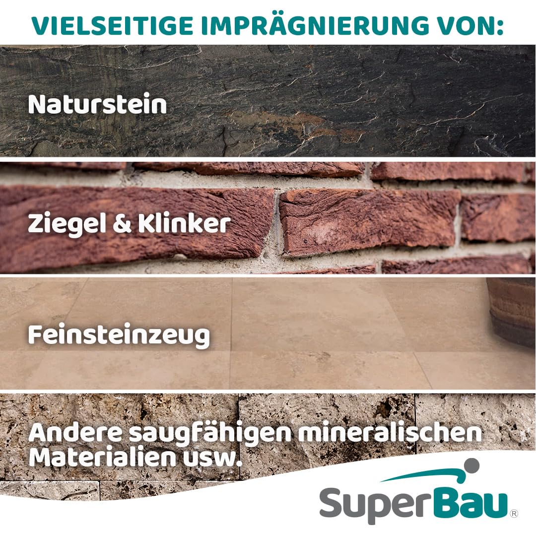 Steinimprägnierung 20L, Außen & Innen, Steinversiegelung für Naturstein, Stein, Klinker & Putz, Benzin- & Lösemittelfrei, Imprägniermittel gegen Grünbelag, für Steinplatten, Pflasterstein