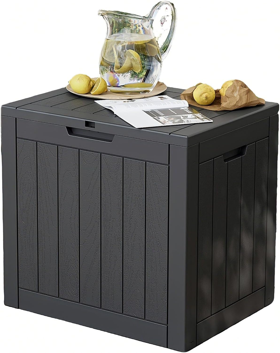35 Gallon Indoor or Outdoor Backyard Patio Small Storage Deck Box Attractive Bench Seat and Reinforced Lid black Type-B