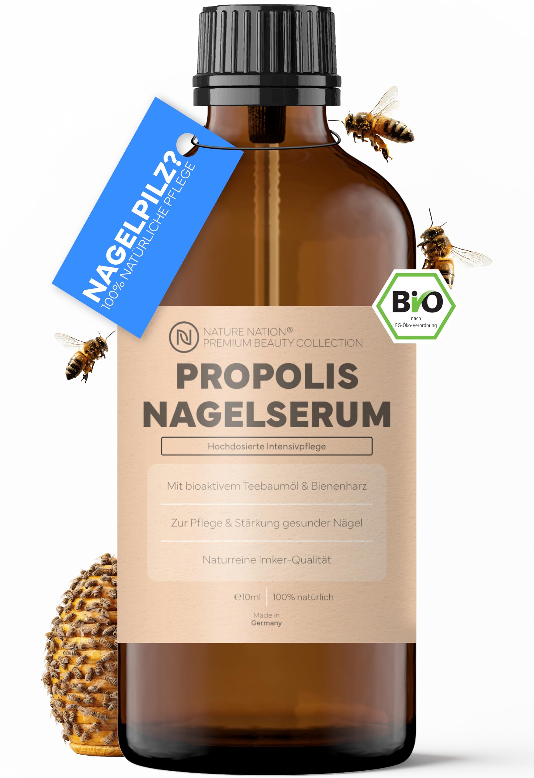 BIO Propolis Nagelserum: Akute Intensivpflege bei Nagelpilz; Mit hochdosiertem Propolis (40%), Teebaumöl & Lavendel sowie Vitaminen & Mineralien (Zink, Selen & Biotin); Für gepflegte & starke Nägel
