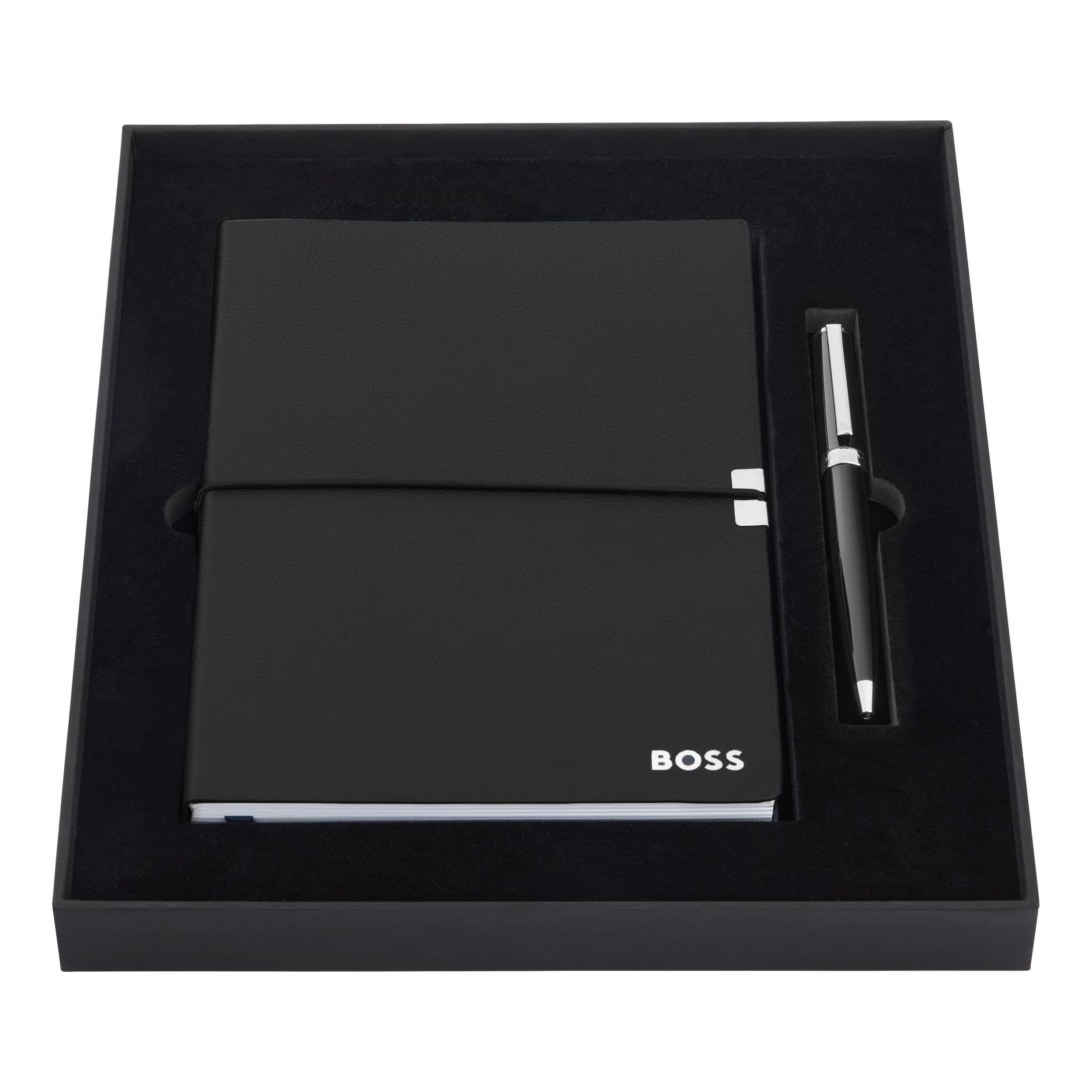 Hugo Boss Schreib-Set Kugelschreiber Gear Icon und A5 Notizblock Elegance Storyline in der Geschenkbox, HPBH124A
