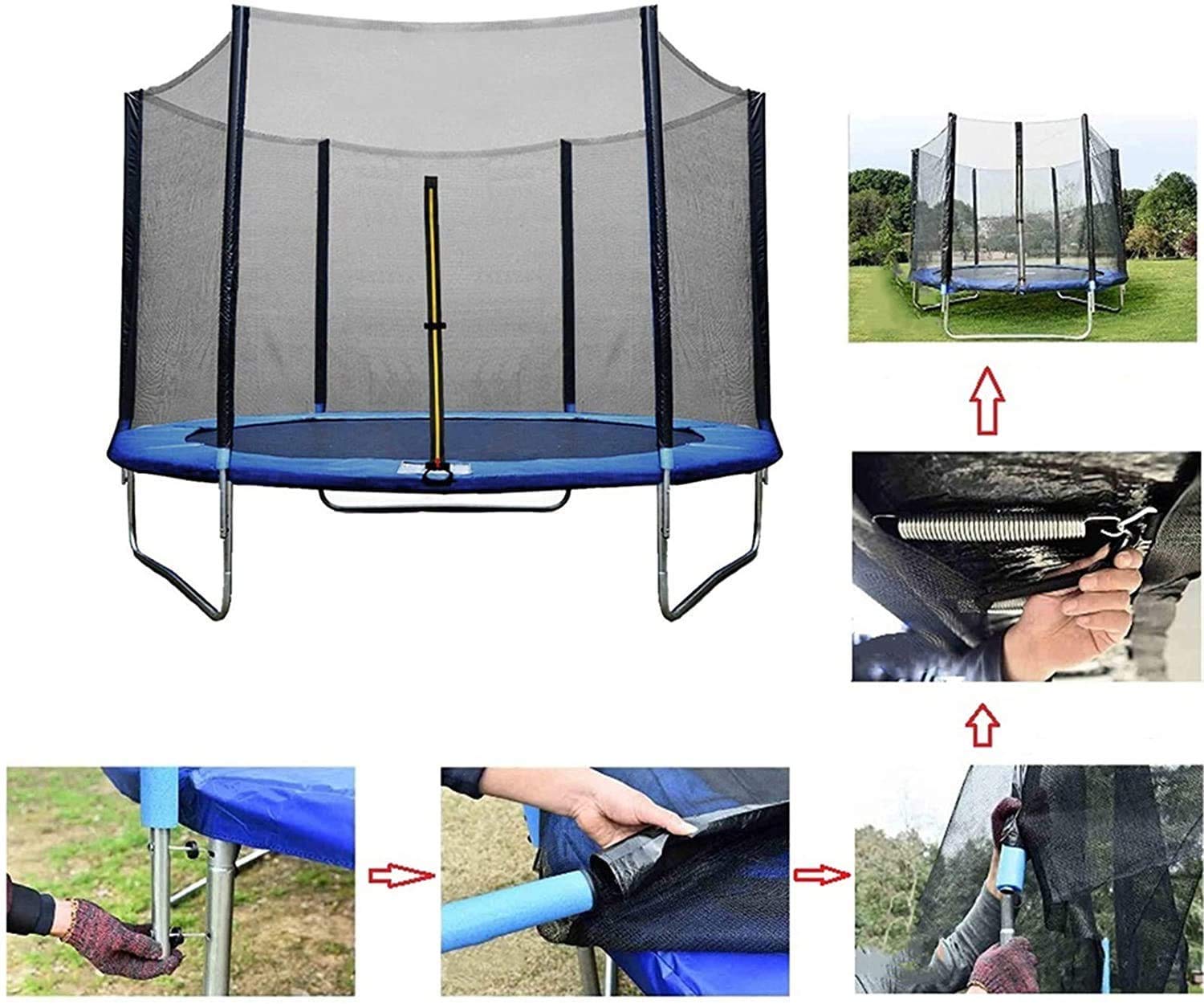 Rete Ricambio Trampolino, Rete Tappeto Elastico, Ø 140 183 244 305 366 488cm Adatto per 6/8 Pali, Rete di Ricambio Jumping, Resistente agli UV