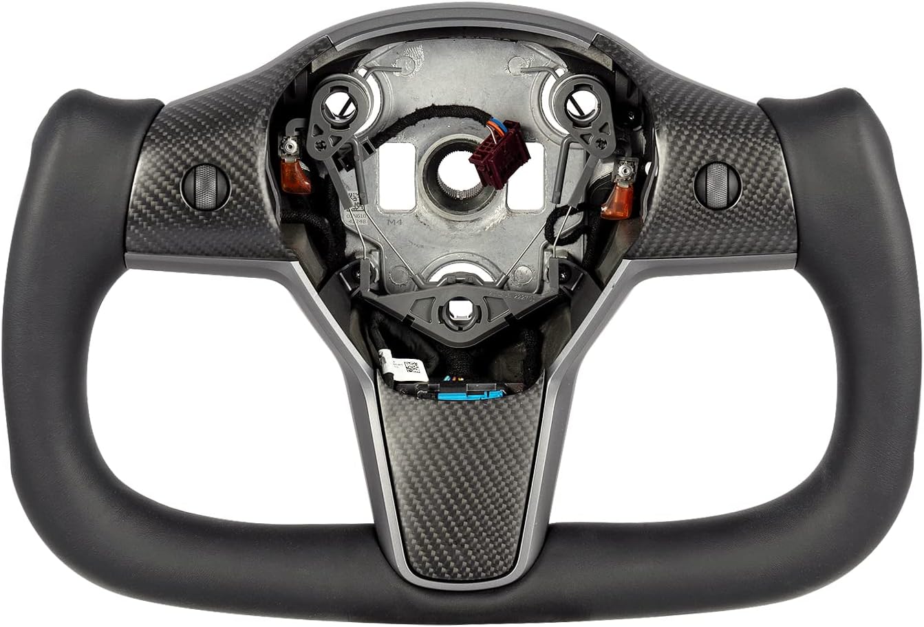 ZIMABLUE Yoke Steering Wheel For Model 3/Y-2017-2023 Real Carbon Fiber Steering Wheel With