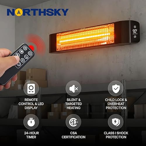 Miniatura 2 de Calentador eléctrico para exteriores de 1500 W, calentador de patio para uso en exteriores, calefacción silenciosa y específica, control inteligente