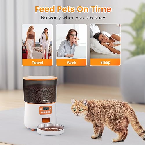 Miniatura 4 de Comedero automático para gatos, dispensador automático de comida para gatos de 4 litros con horario de alimentación personalizado, 4 comidas,