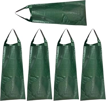 5Pcs Hanging Grow Bags 10x28 Inch Green Color Breathable PE Hanging Plant Bag with Multiple Hole & Strap for Strawberry, Tomato, Potato, Bags