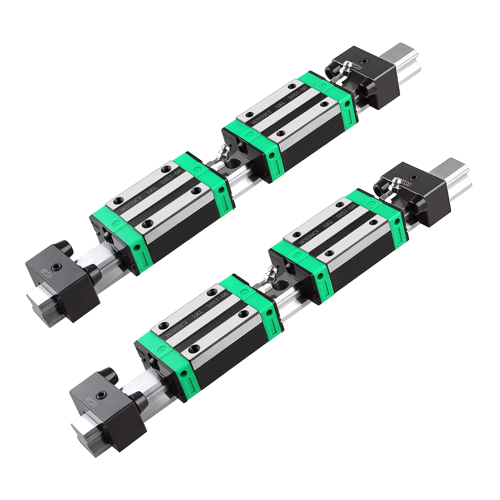 CNCMANS Guida lineare HGH20/HGR20, 2 guide lineari HGR20, 400 mm, con 4 blocchi di limitazione e 4 blocchi di scorrimento HGH20CA (HGH20 400 mm)