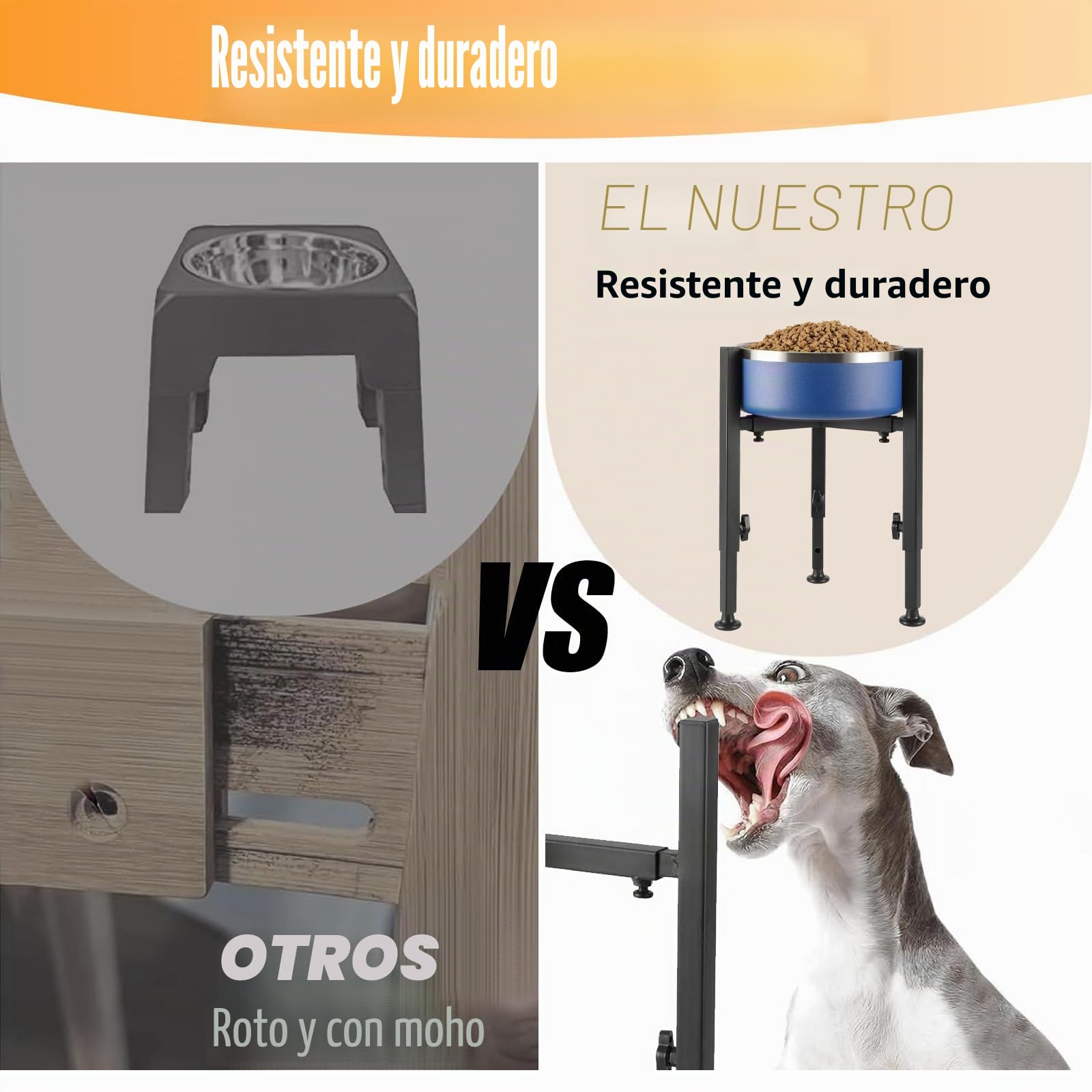 Comedero para perros elevado, 4 alturas ajustables, comedero para perros soporte, ancho ajustable 17-30 cm, cuenco de agua de metal, soporte para cuencos de perro para perros grandes, medianos