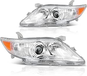 Beamax-9 Chrome Headlight Assembly Set For 2005-2006 Toyota Camry – Amber Corner, DOT/SAE Certified