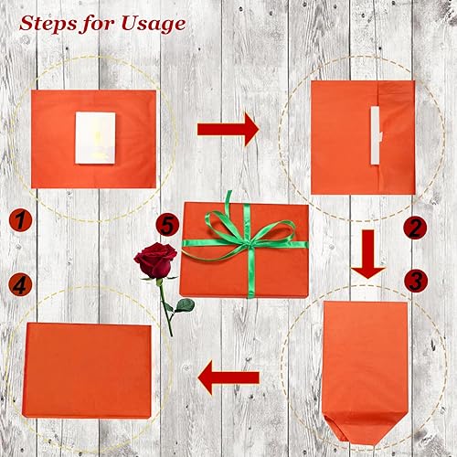 Miniatura 7 de Artdly - 100 hojas de papel de seda naranja, 14 x 20 pulgadas, papel de regalo naranja reciclable a granel para bodas, cumpleaños, proyectos de