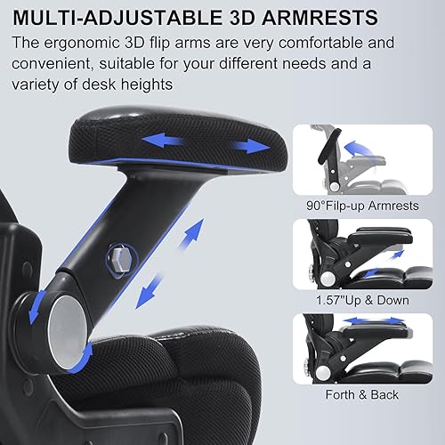 Miniatura 4 de Silla de oficina ergonómica resistente de 500 libras, silla de escritorio grande y alta con soporte lumbar ajustable, reposacabezas 3D, respaldo