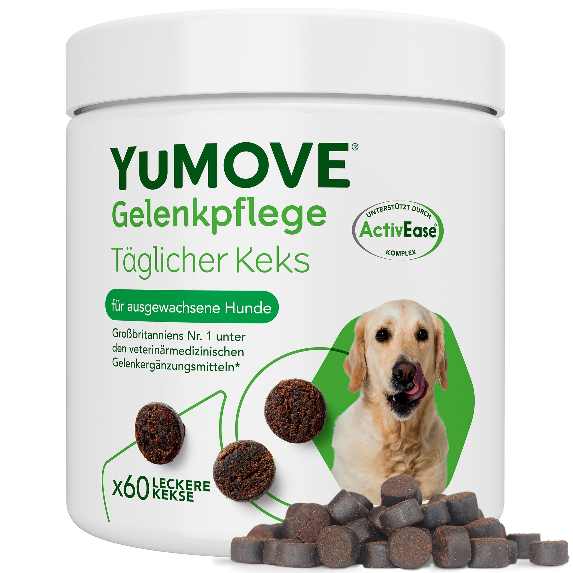 YuMOVE Grünlippmuschel Hund 5-8 Jahre 60 Kausnacks - Dreifachwirkung 150mg ActivEase-Komplex Jeder Kausnack Vom Tierarzt Empfohlen - Hochwertiger Gelenk- & Knochenschutz für Hunde, mehr Beweglichkeit