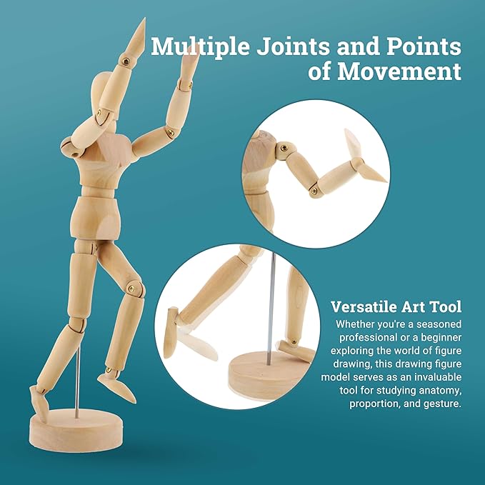 Maniquí de Madera de 8 Pulgadas para Dibujo, 2 Unidades miniatura 4