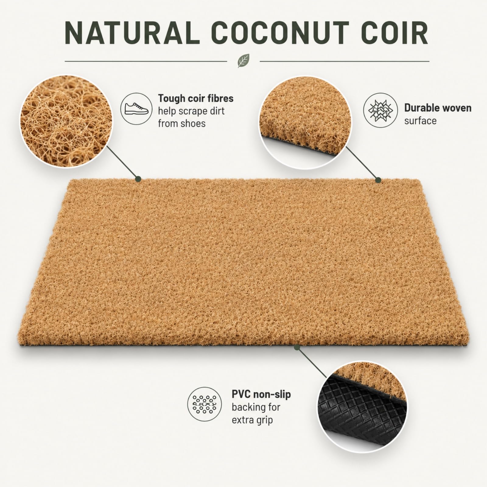Morbuy Felpudo de Fibra de Coco Alfombra de Entrada (Pájaro,60x90cm) | Antideslizante Felpudo Resistente para Puerta Exterior e Interior Duradero y Fácil de Limpiar para Casa y Porche