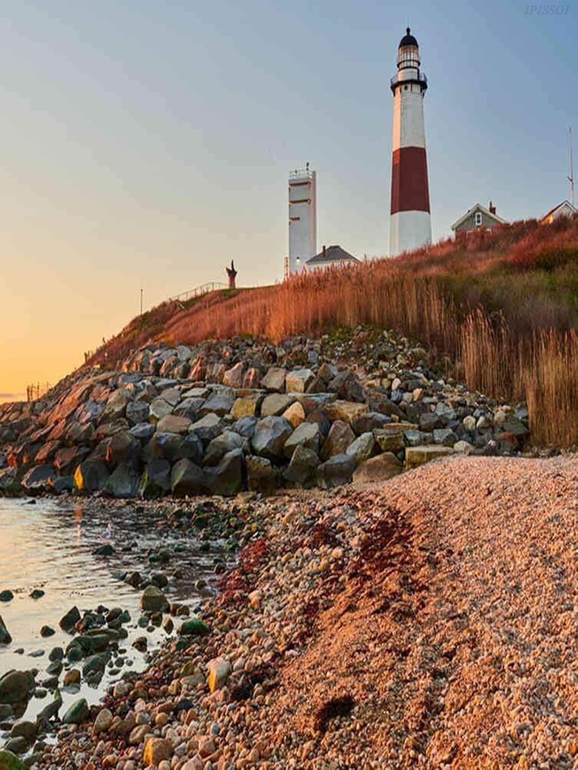 Christmas Gift Montauk Lighthouse and Beach at Sunrise Long Island New York 5D DIY Diamond Painting Kits for Adults, Full Drill Diamond Art for New Year's Day Valentine's Day 12x16 inch