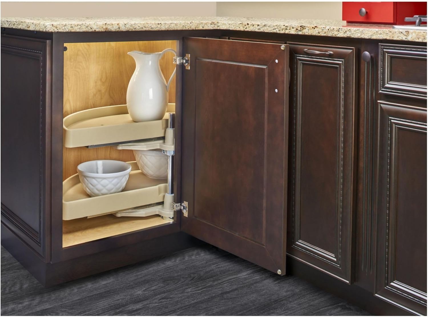 Half Moon Lazy Susans Plastic, Two Shelf Sets