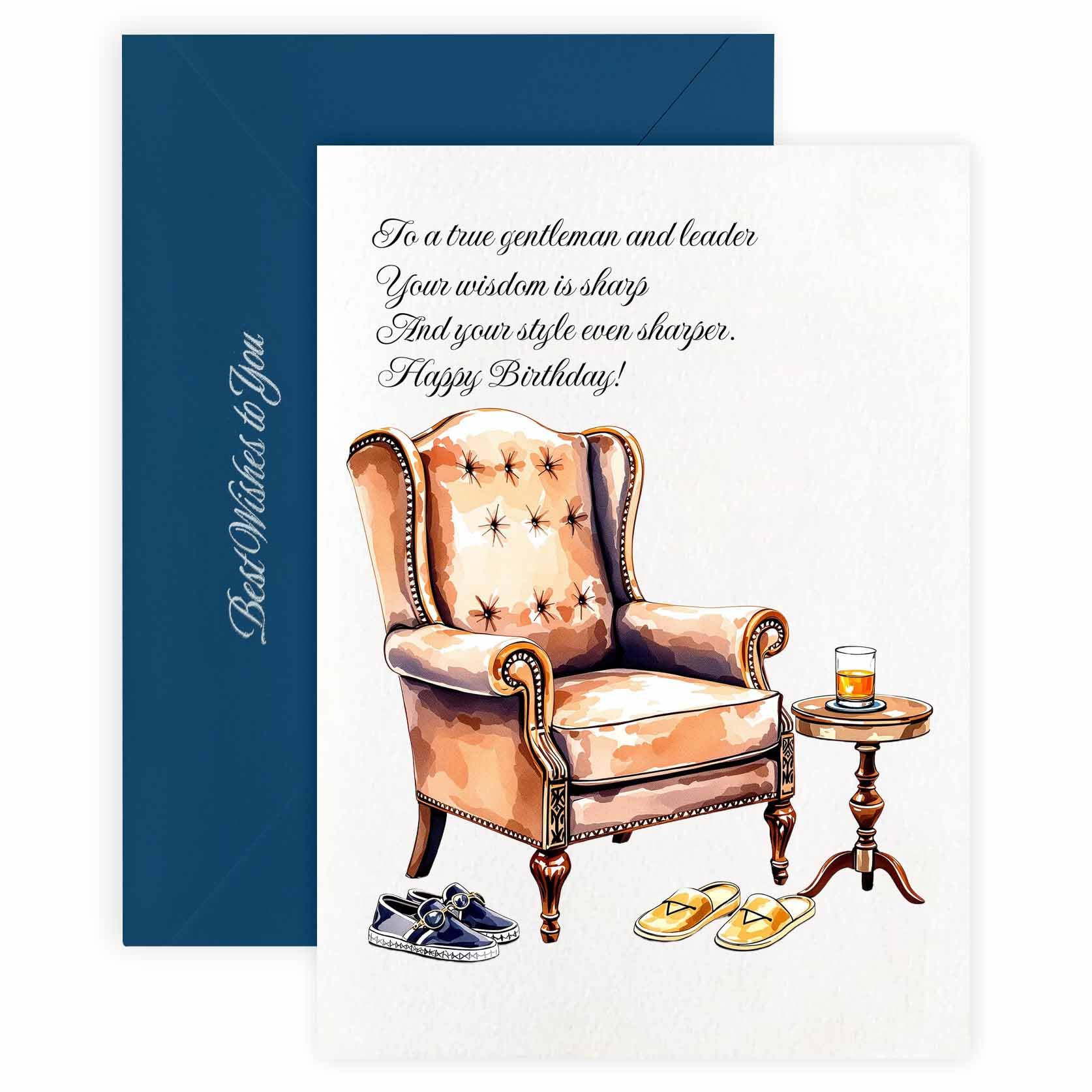 MAGJUCHE Happy Birthday Card for Men, Father-in-law,5x7 Inches, White Envelope, Wax Seal