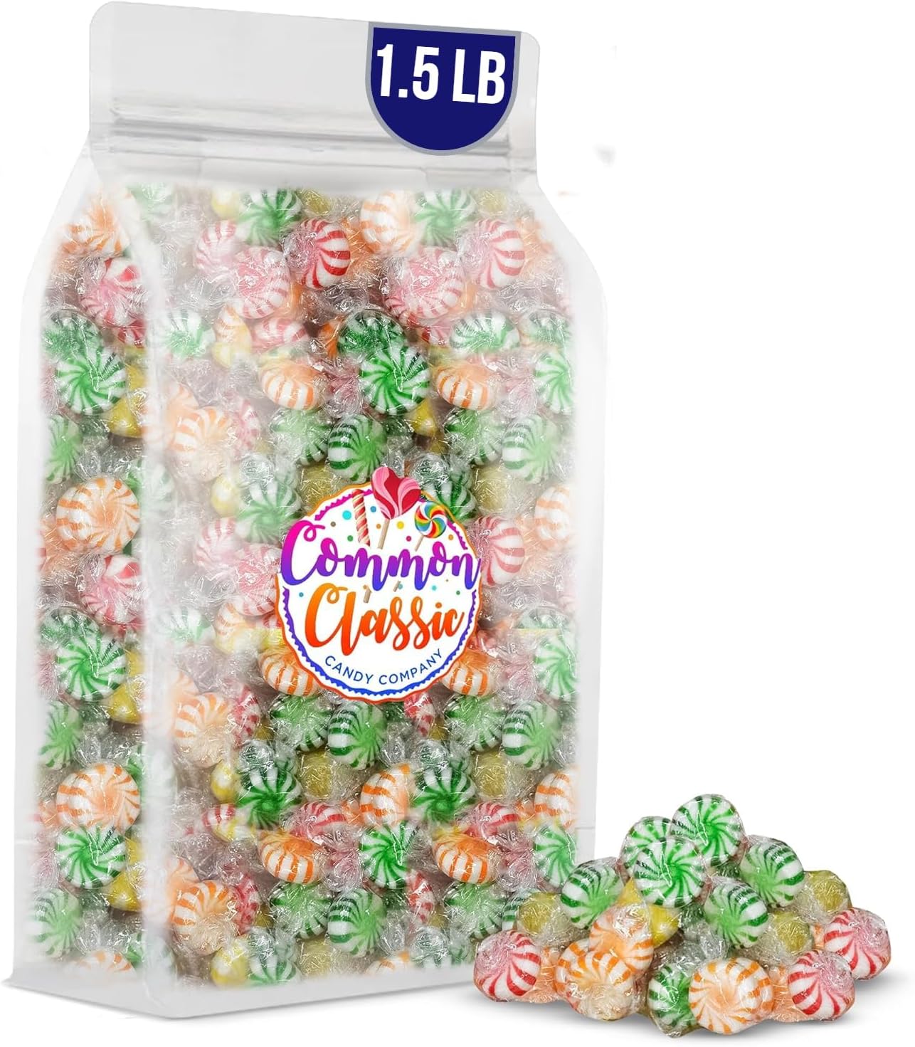 Common Classic Candy Company Fruit Discs Hard Candy Bulk Size, 1.5 lbs Packaged