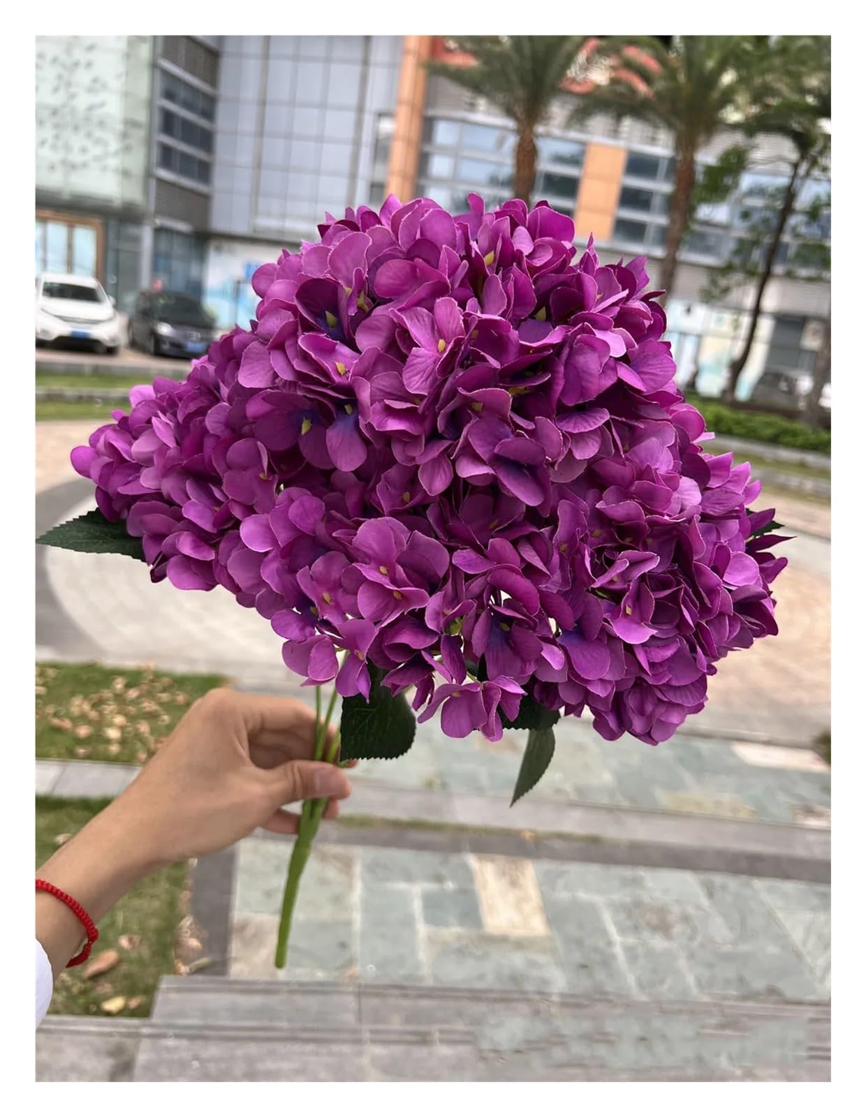 LXHZSY Hydrangea Artificial Flowers Large Size 5 Heads Artificial Flowers White Pink Hydrangea Silk DIY Wedding Bridal Bouquet Fake Flowers Home Party Decoration(PURPLE)