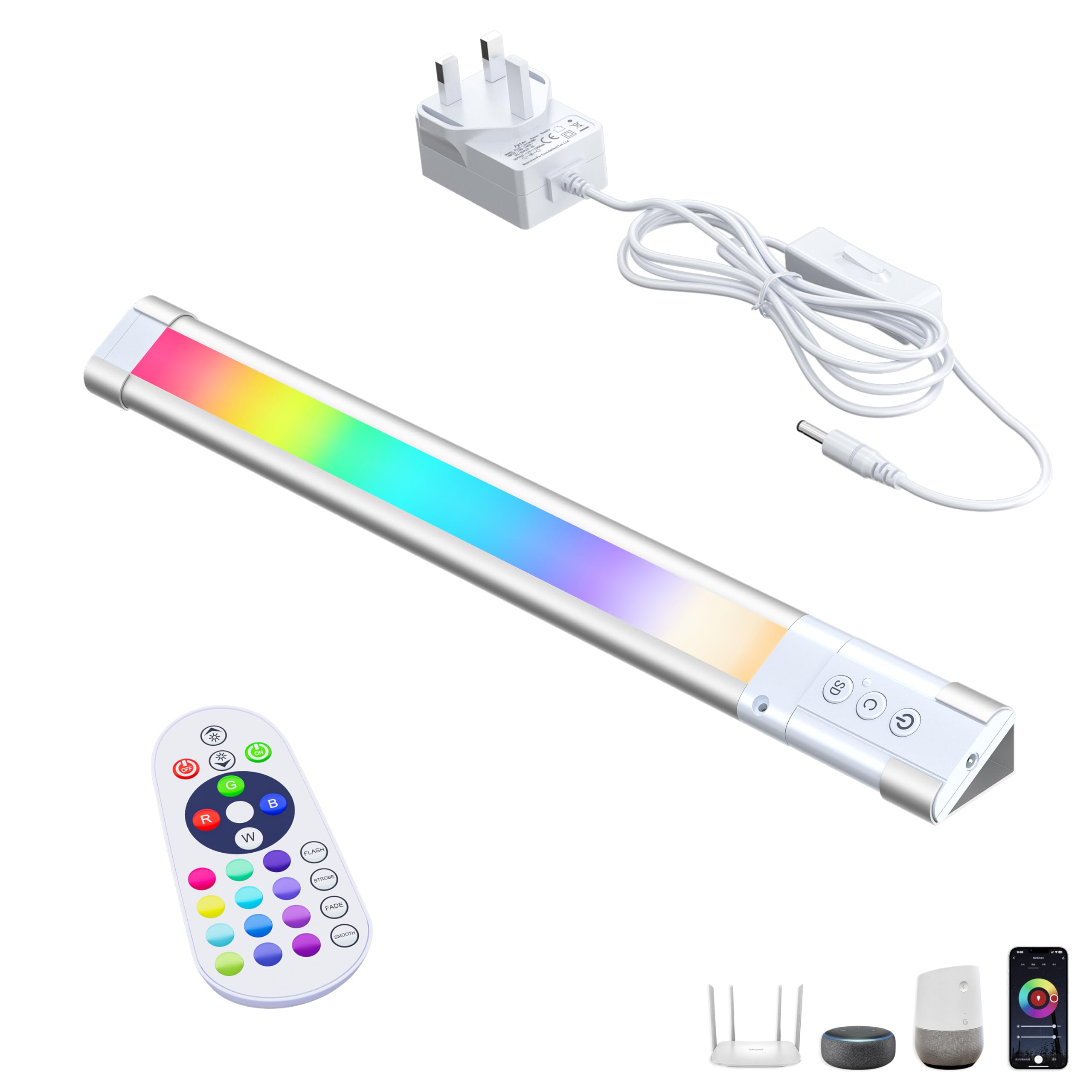 LAMPAOUS Under Cabinet Lighting Kit, Dimmable Kitchen Undercounter Lights, White & Color Ambiance Smart LED Bar Compatible with Alexa, Google Home (1-Bar 12 Inch Kit)