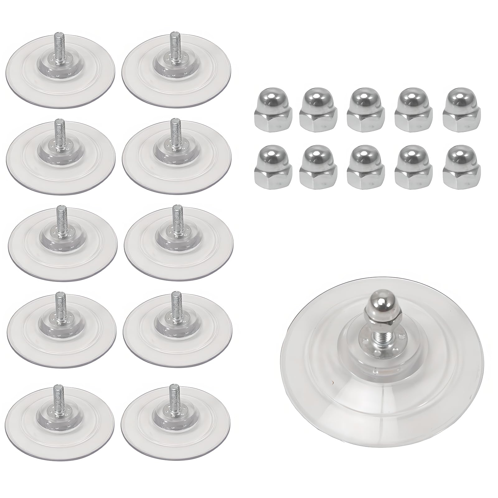 10 Pezzi Ventose M8 con filettatura, diametro 85 mm, Ventose Rotonde per Finestre, Ventosa Senza Ganci con Dado in Metallo, PVC Trasparente Ventose per Vetro, Muro, Cucina, Bagno, Auto
