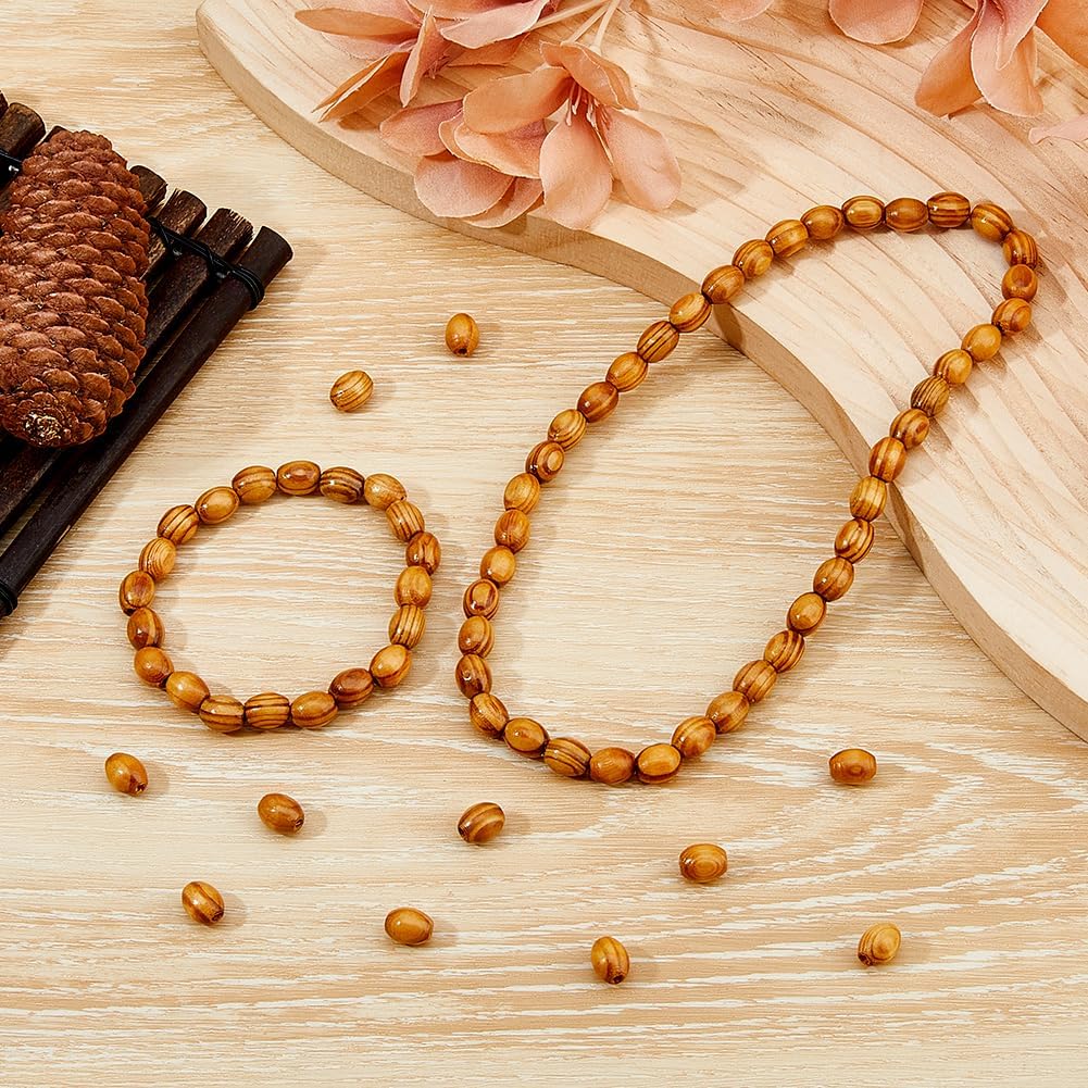DICOSMETIC 600Pcs Wooden Beads Oval Natural Wood Beads 10x8mm Macrame Beads Large Hole Beads Handmade Crafts Loose Beads Pine Wood Beads for DIY Bracelet Jewelry Making Party Decor - Image 5