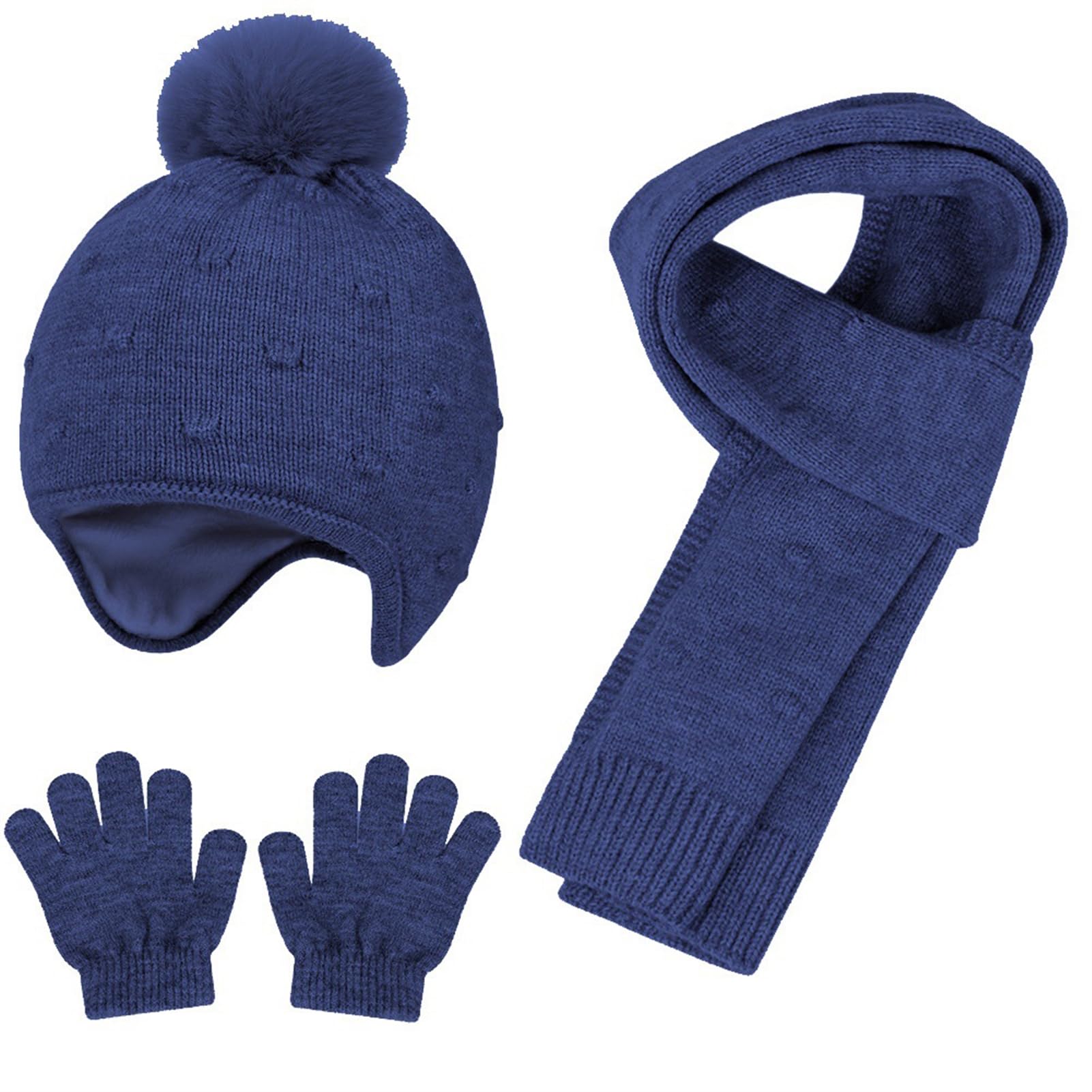 Bonnet Chaud écharpe Gants 3 en 1 Ensemble Chaud avec Doublure