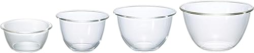 Hario 20741801 Heat Resistant Glass Bowl Set of 3 (Includes 1 Salad Bowl), Transparent