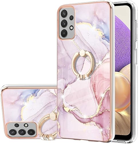 Monwutong Funda de teléfono para Samsung Galaxy A13 4G, IMD con patrón de mármol brillante, con función atril, con lente de cámara y cubierta