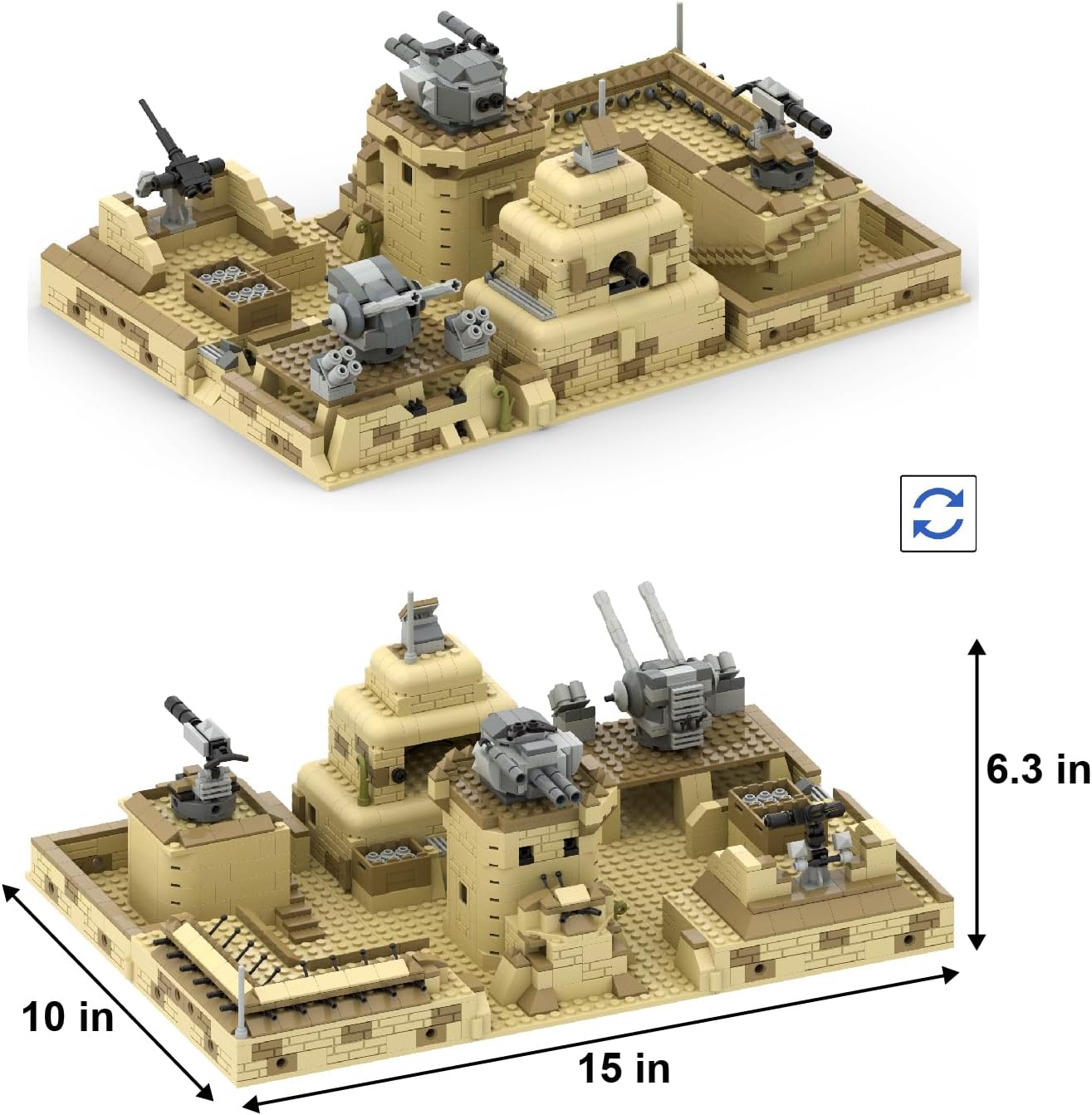 1000+ Pcs Military Base Building Brick Sets for Army Mini Figure War Accessories, Include Defence Base Guard Tower, Various Heavy Weapons, Weapon Packs Accessories Kits Toys for Kids